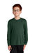 Sport-Tek YST350LS Youth Competitor Moisture Wicking Long Sleeve Crewneck T-Shirt Forest Green Model Front