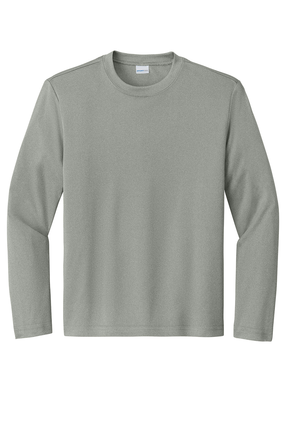 Sport-Tek YST350LS Youth Competitor Moisture Wicking Long Sleeve Crewneck T-Shirt Heather Concrete Grey Flat Front