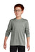 Sport-Tek YST350LS Youth Competitor Moisture Wicking Long Sleeve Crewneck T-Shirt Heather Concrete Grey Model Front