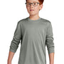 Sport-Tek Youth Competitor Moisture Wicking Long Sleeve Crewneck T-Shirt - Heather Concrete Grey - NEW