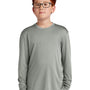 Sport-Tek Youth Competitor Moisture Wicking Long Sleeve Crewneck T-Shirt - Concrete Grey - NEW