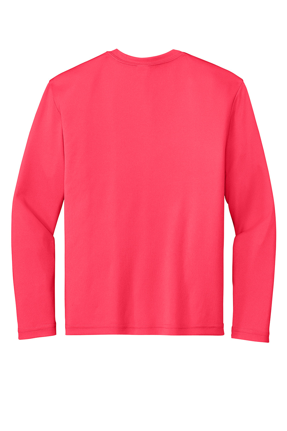 Sport-Tek YST350LS Youth Competitor Moisture Wicking Long Sleeve Crewneck T-Shirt Hot Coral Pink Flat Back