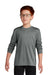 Sport-Tek YST350LS Youth Competitor Moisture Wicking Long Sleeve Crewneck T-Shirt Heather Iron Grey Model Front