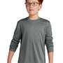 Sport-Tek Youth Competitor Moisture Wicking Long Sleeve Crewneck T-Shirt - Heather Iron Grey - NEW