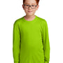 Sport-Tek Youth Competitor Moisture Wicking Long Sleeve Crewneck T-Shirt - Lime Shock Green