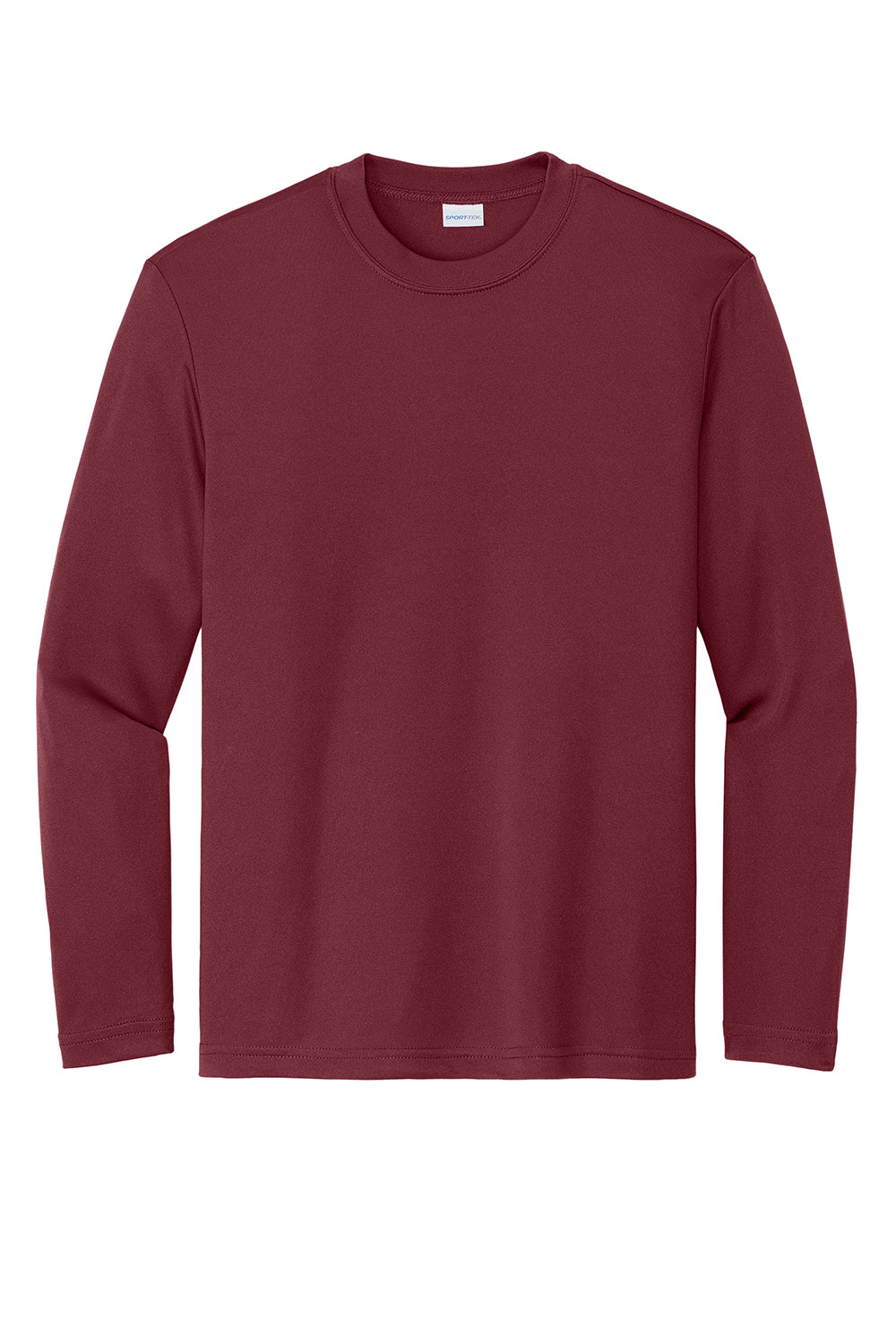 Sport-Tek YST350LS Youth Competitor Moisture Wicking Long Sleeve Crewneck T-Shirt Maroon Flat Front