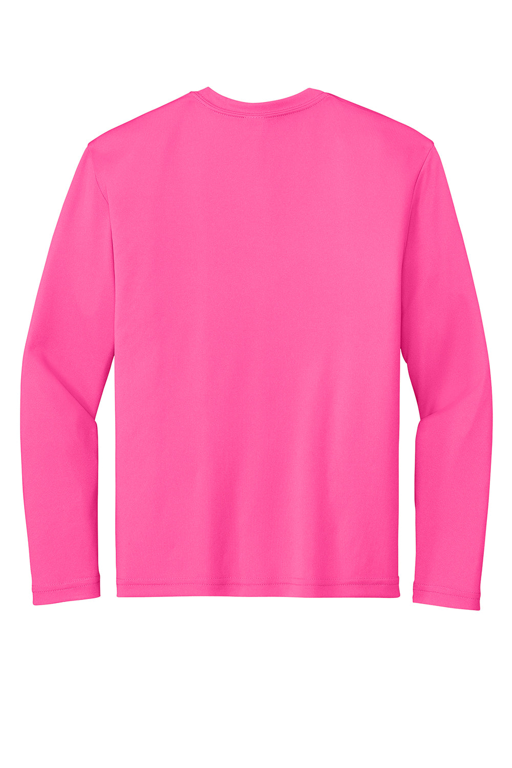 Sport-Tek YST350LS Youth Competitor Moisture Wicking Long Sleeve Crewneck T-Shirt Neon Pink Flat Back