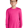 Sport-Tek Youth Competitor Moisture Wicking Long Sleeve Crewneck T-Shirt - Neon Pink