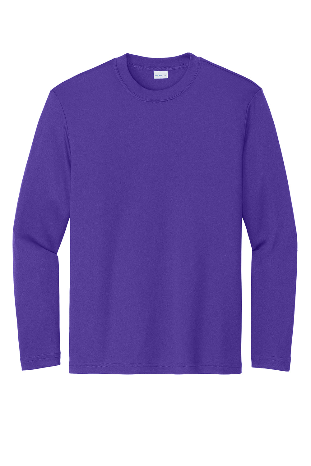 Sport-Tek YST350LS Youth Competitor Moisture Wicking Long Sleeve Crewneck T-Shirt Purple Flat Front