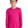 Sport-Tek Youth Competitor Moisture Wicking Long Sleeve Crewneck T-Shirt - Raspberry Pink