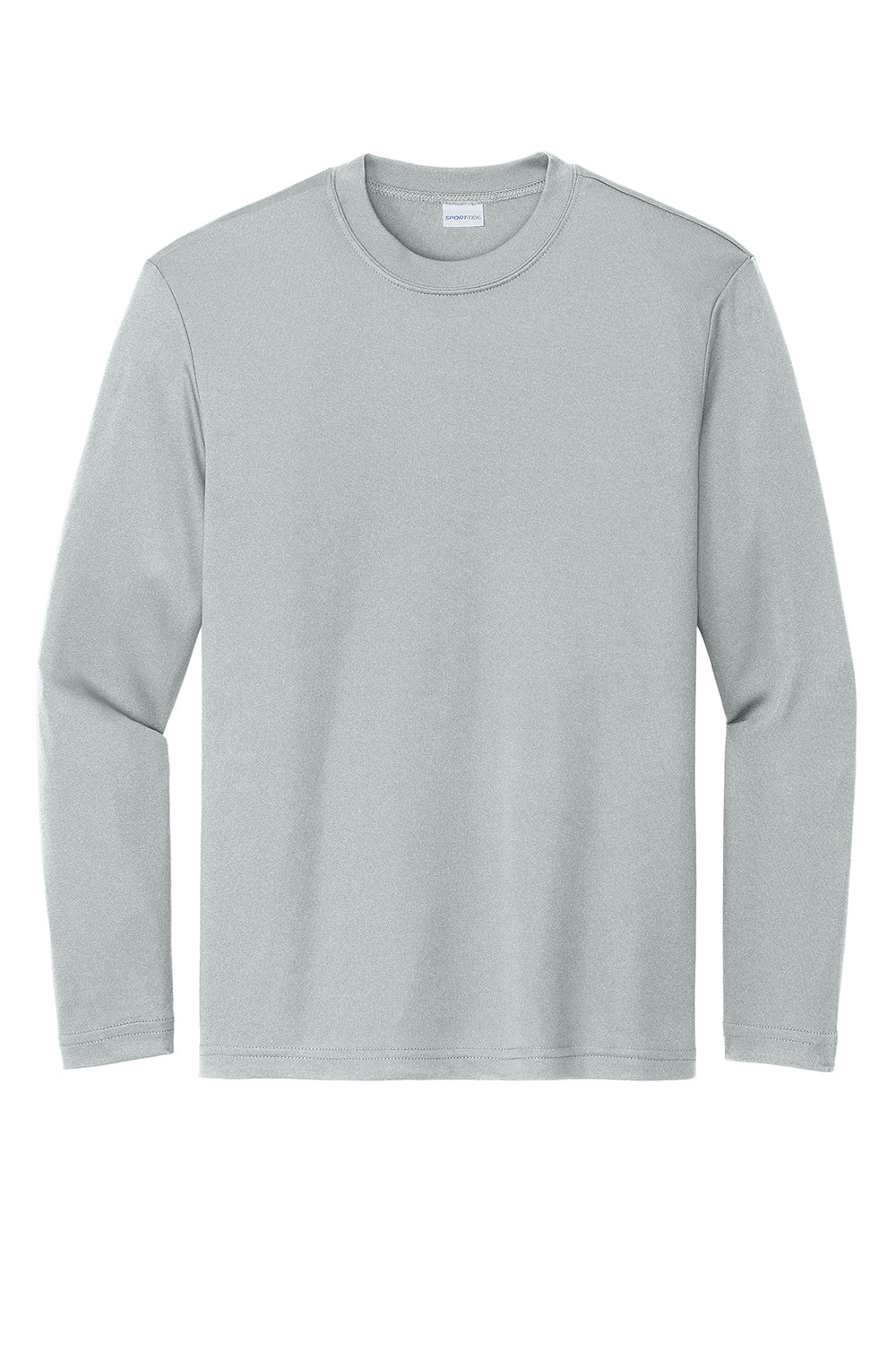 Sport-Tek YST350LS Youth Competitor Moisture Wicking Long Sleeve Crewneck T-Shirt Silver Grey Flat Front