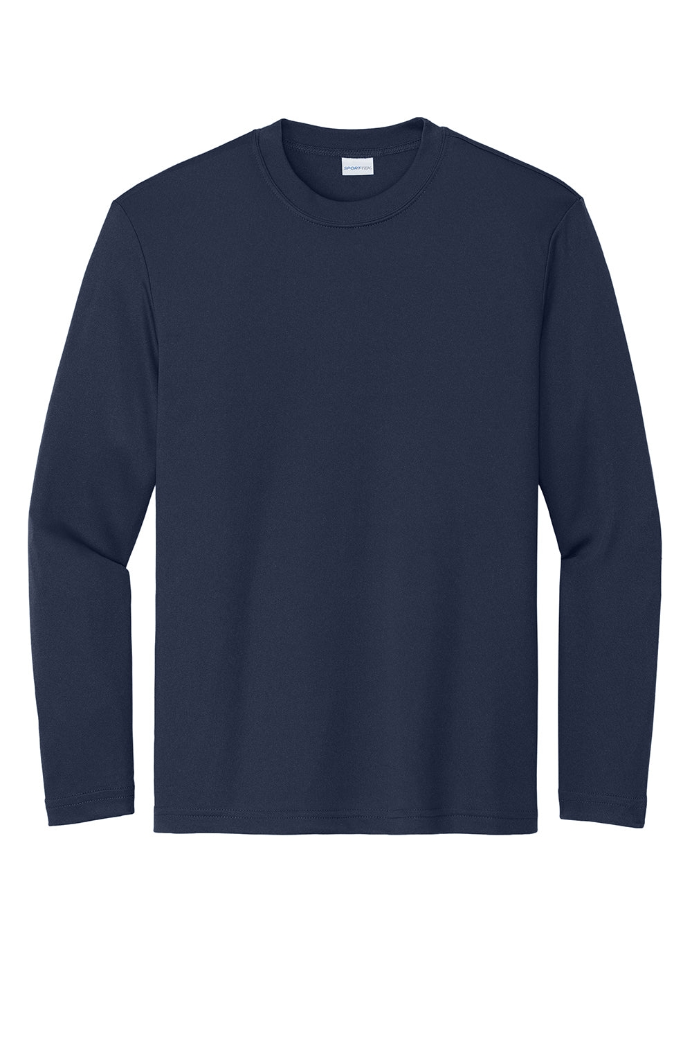 Sport-Tek YST350LS Youth Competitor Moisture Wicking Long Sleeve Crewneck T-Shirt True Navy Blue Flat Front