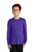 Sport-Tek YST350LS Youth Competitor Moisture Wicking Long Sleeve Crewneck T-Shirt Purple Model Front