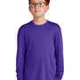 Sport-Tek Youth Competitor Moisture Wicking Long Sleeve Crewneck T-Shirt - Purple