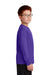 Sport-Tek YST350LS Youth Competitor Moisture Wicking Long Sleeve Crewneck T-Shirt Purple Model Side