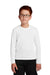 Sport-Tek YST350LS Youth Competitor Moisture Wicking Long Sleeve Crewneck T-Shirt White Model Front