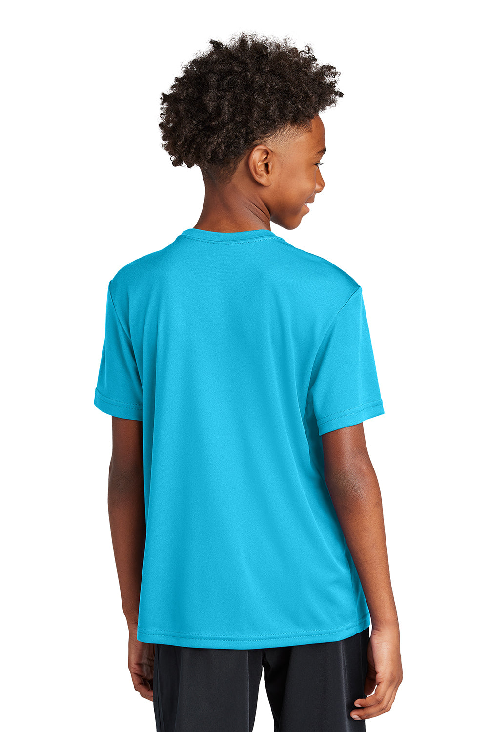 Sport-Tek YST350 Youth Competitor Moisture Wicking Short Sleeve Crewneck T-Shirt Atomic Blue Model Back