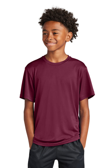 Sport-Tek YST350 Youth Competitor Moisture Wicking Short Sleeve Crewneck T-Shirt Cardinal Red Model Front