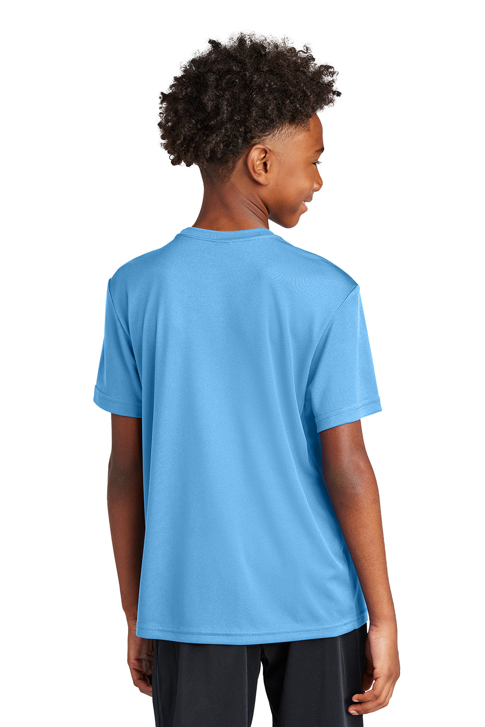 Sport-Tek YST350 Youth Competitor Moisture Wicking Short Sleeve Crewneck T-Shirt Carolina Blue Model Back