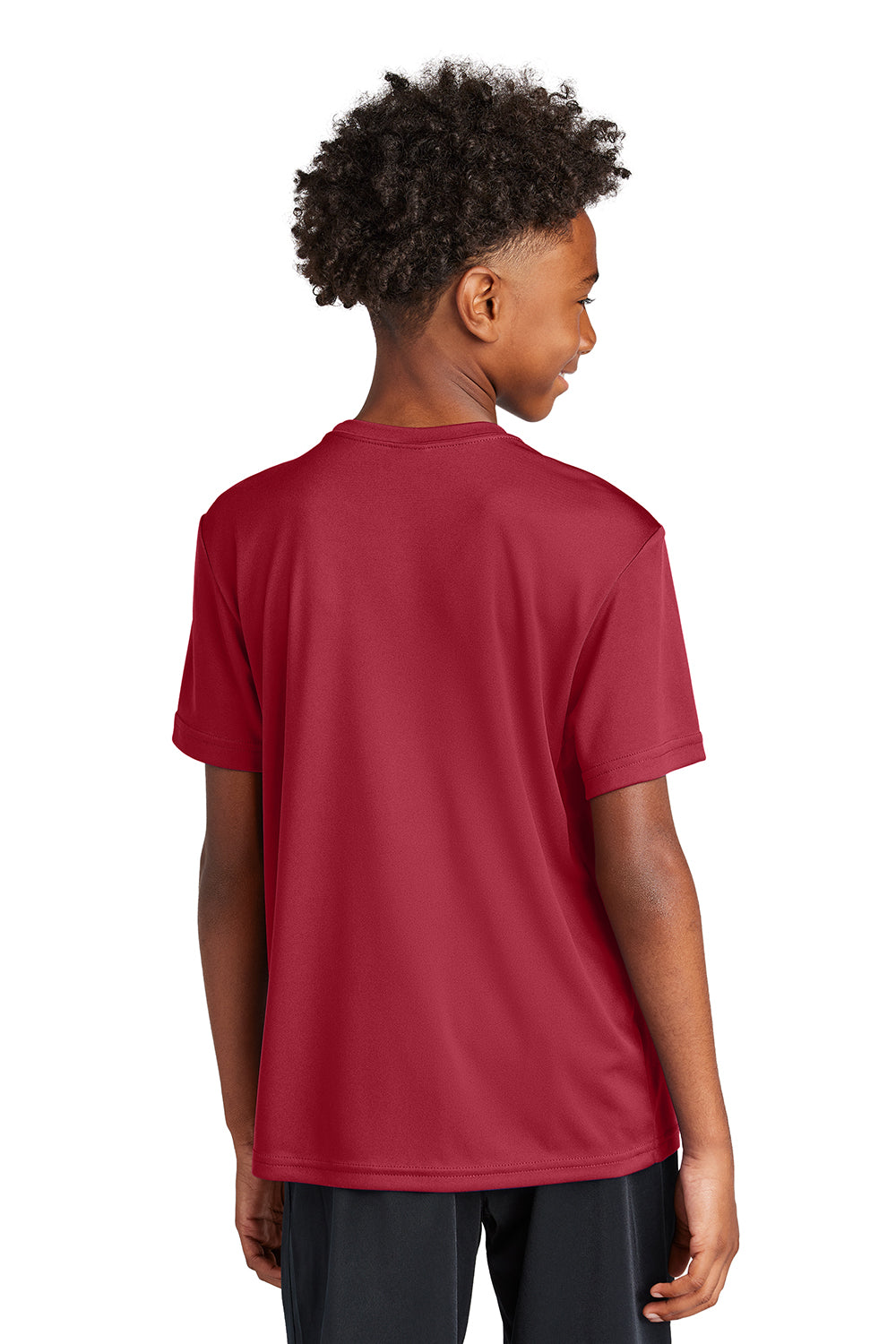 Sport-Tek YST350 Youth Competitor Moisture Wicking Short Sleeve Crewneck T-Shirt Deep Red Model Back