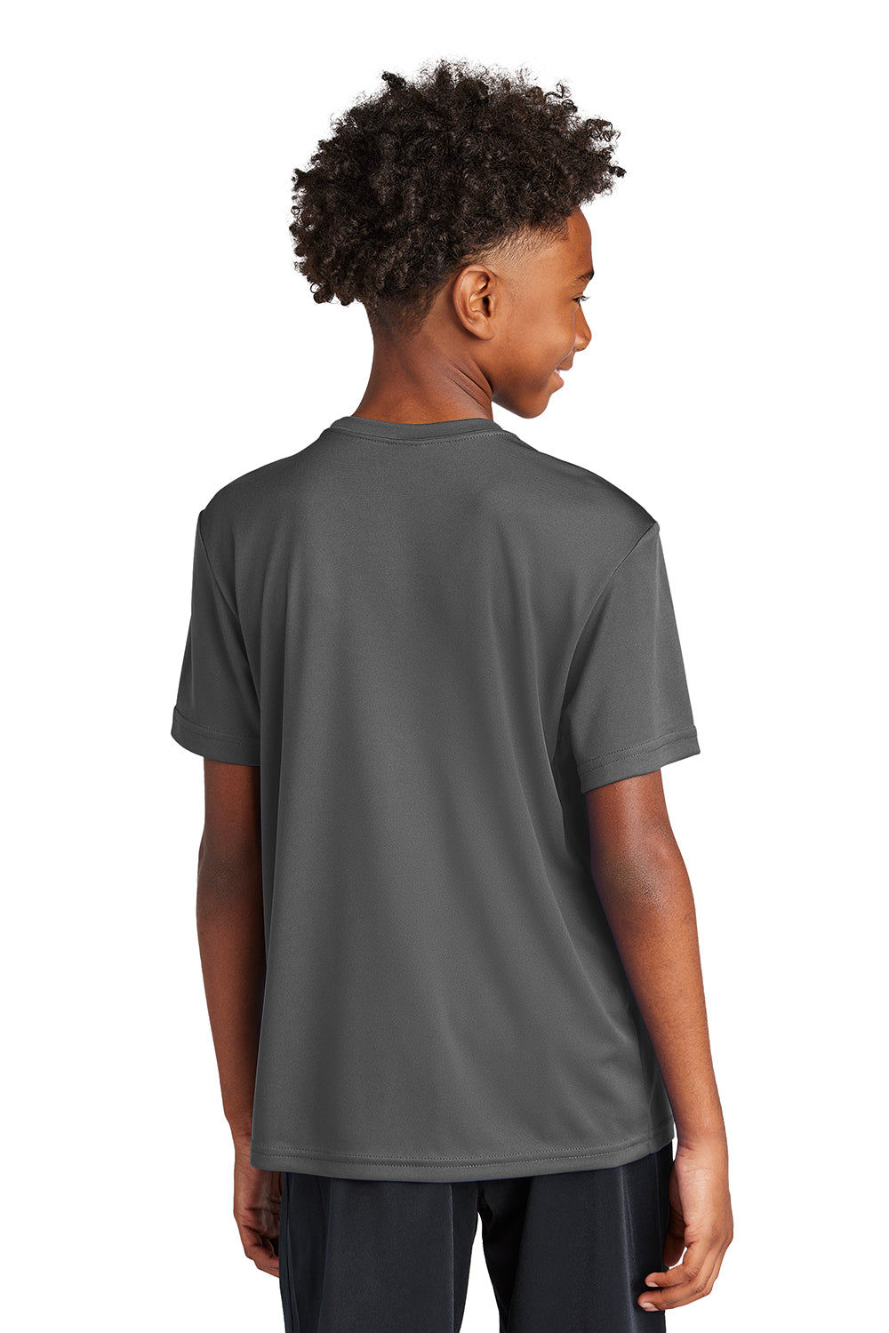 Sport-Tek YST350 Youth Competitor Moisture Wicking Short Sleeve Crewneck T-Shirt Iron Grey Model Back