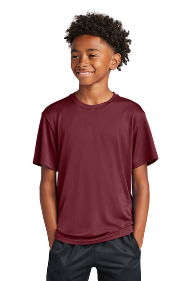 Sport-Tek YST350 Youth Competitor Moisture Wicking Short Sleeve Crewneck T-Shirt Maroon Model Front