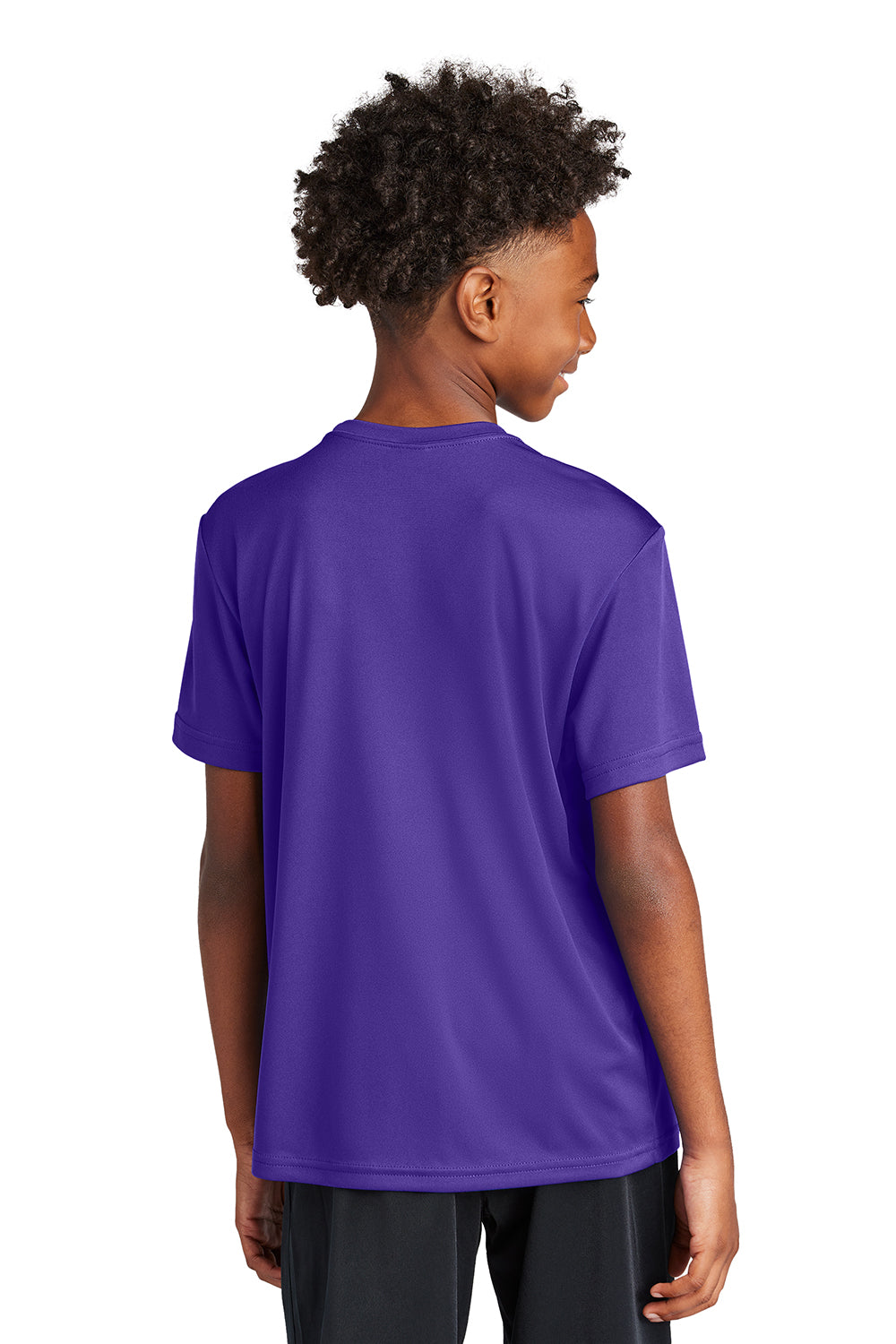 Sport-Tek YST350 Youth Competitor Moisture Wicking Short Sleeve Crewneck T-Shirt Purple Model Back