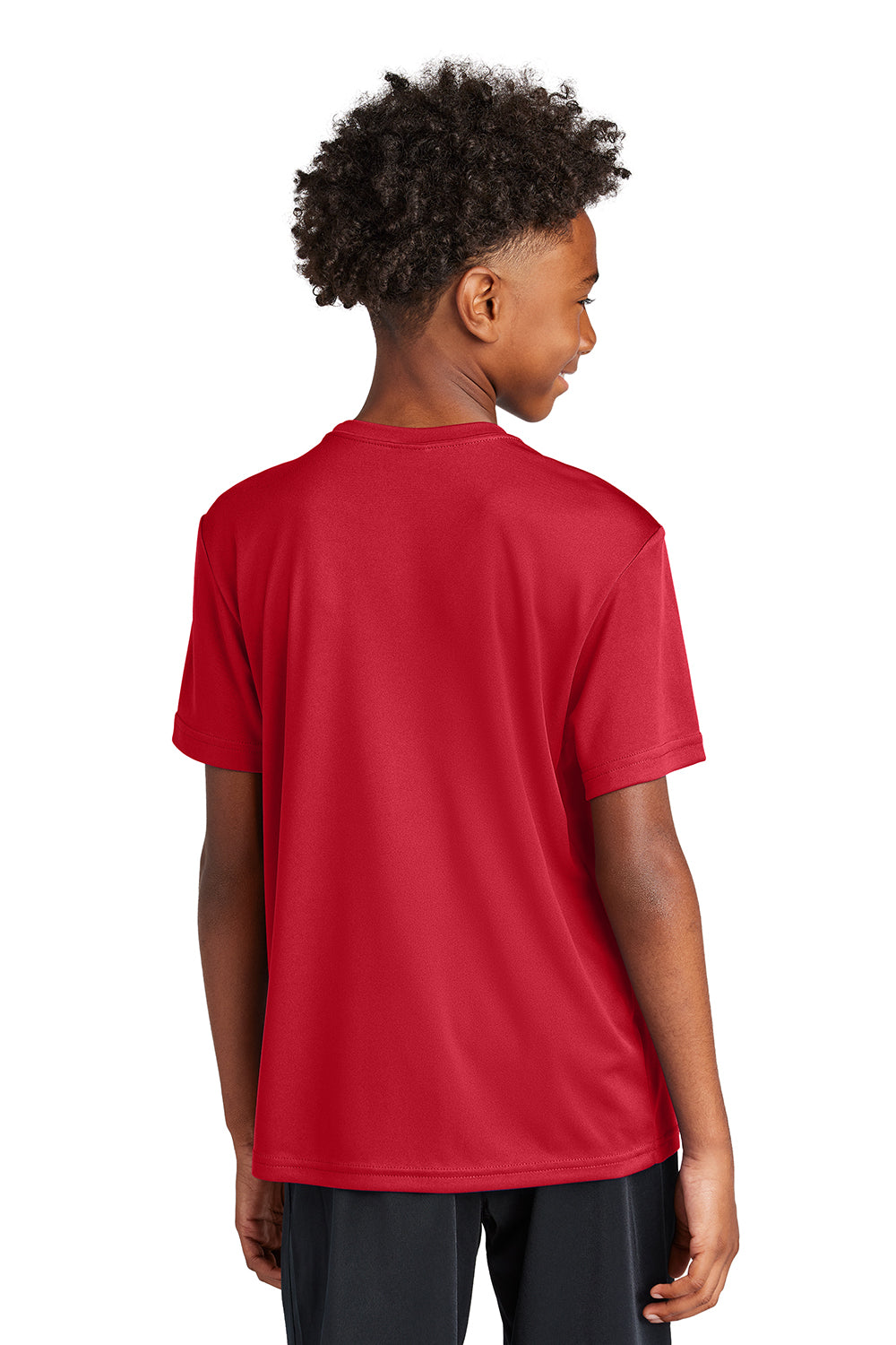 Sport-Tek YST350 Youth Competitor Moisture Wicking Short Sleeve Crewneck T-Shirt True Red Model Back