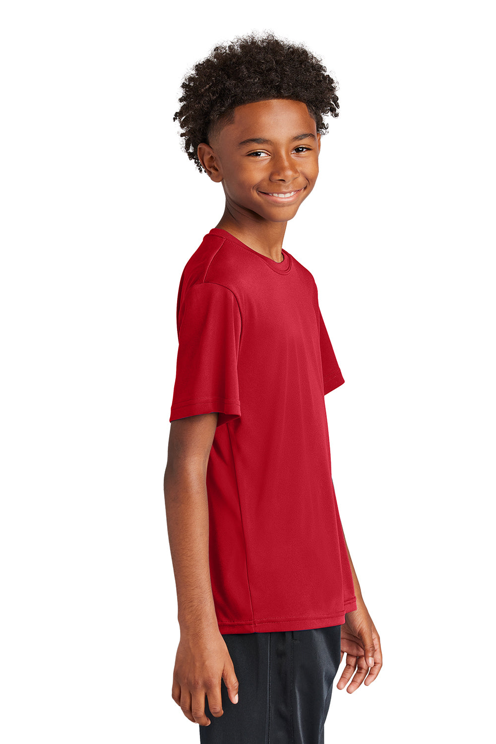 Sport-Tek YST350 Youth Competitor Moisture Wicking Short Sleeve Crewneck T-Shirt True Red Model Side