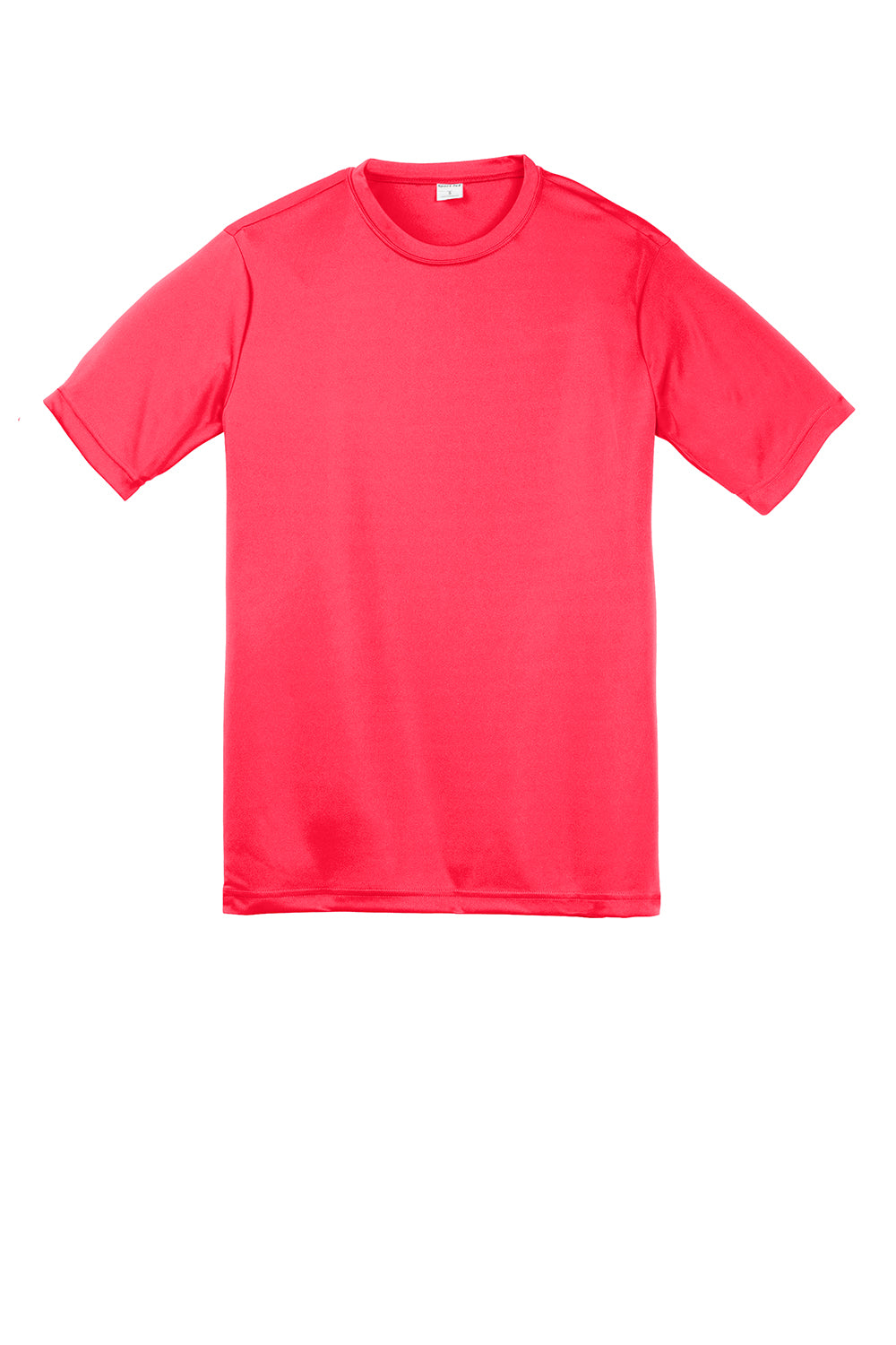 Sport-Tek YST350 Youth Competitor Moisture Wicking Short Sleeve Crewneck T-Shirt Hot Coral Pink Flat Front