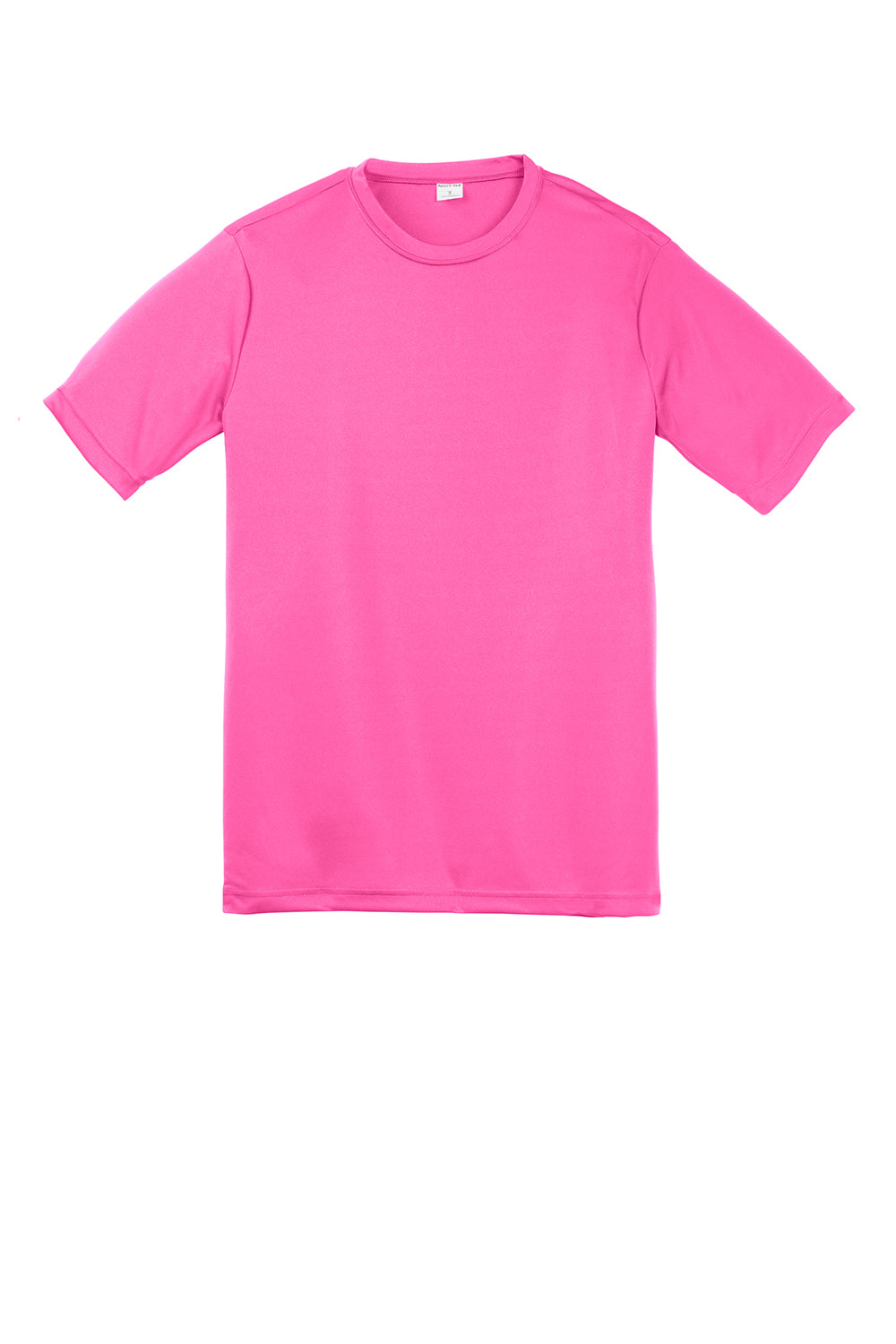 Sport-Tek YST350 Youth Competitor Moisture Wicking Short Sleeve Crewneck T-Shirt Neon Pink Flat Front