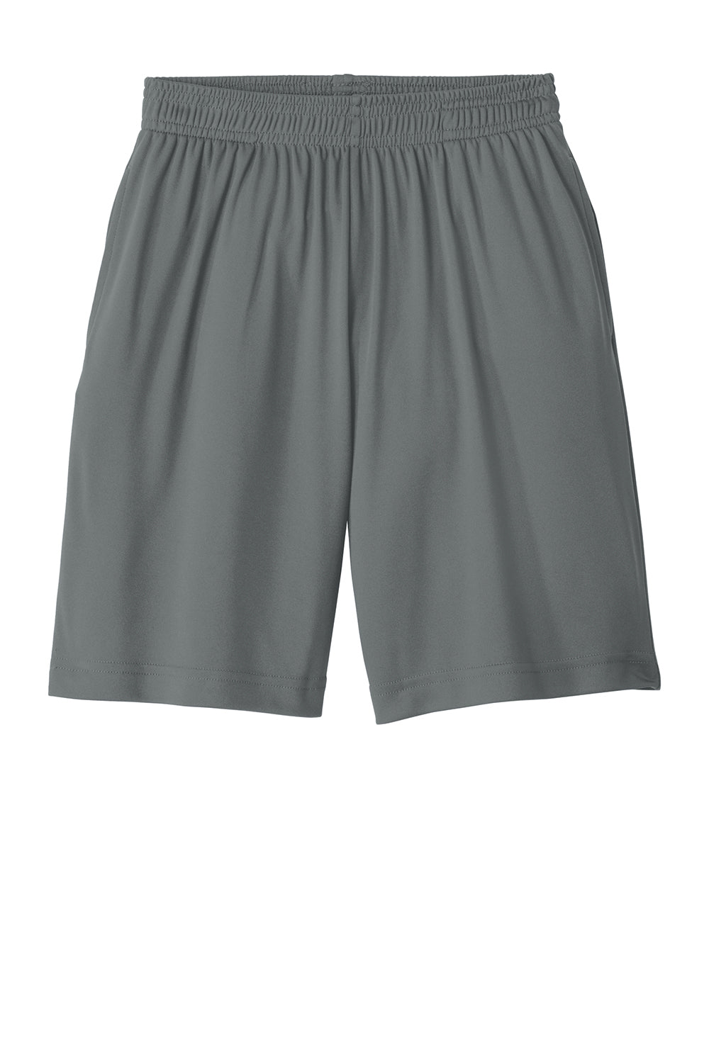 Sport-Tek YST355P Youth Competitor Moisture Wicking Shorts w/ Pockets Iron Grey Flat Front