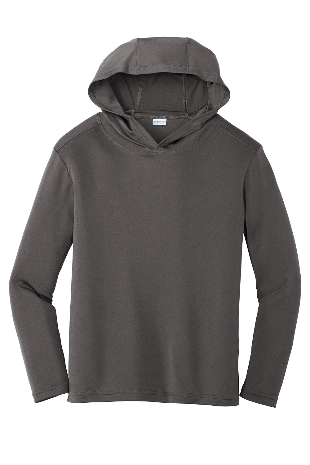 Sport-Tek YST358 Youth Competitor Moisture Wicking Long Sleeve Hooded T-Shirt Hoodie Iron Grey Flat Front