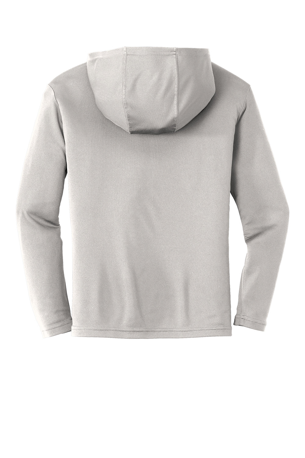 Sport-Tek YST358 Youth Competitor Moisture Wicking Long Sleeve Hooded T-Shirt Hoodie Silver Grey Flat Back