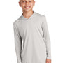 Sport-Tek Youth Competitor Moisture Wicking Long Sleeve Hooded T-Shirt Hoodie - Silver Grey