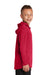 Sport-Tek YST358 Youth Competitor Moisture Wicking Long Sleeve Hooded T-Shirt Hoodie True Red Model Side