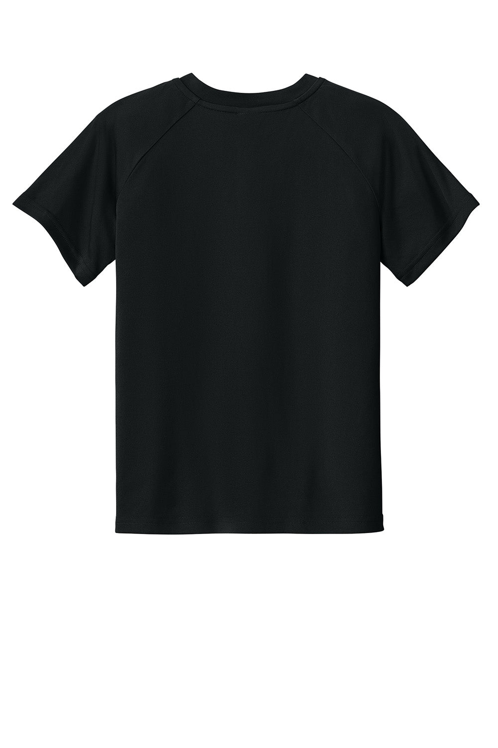 Sport-Tek YST359 Youth PosiCharge Competitor 2-Button Short Sleeve Henley Black Flat Back