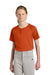 Sport-Tek YST359 Youth PosiCharge Competitor 2-Button Short Sleeve Henley Deep Orange Model Front