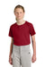 Sport-Tek YST359 Youth PosiCharge Competitor 2-Button Short Sleeve Henley Deep Red Model Front