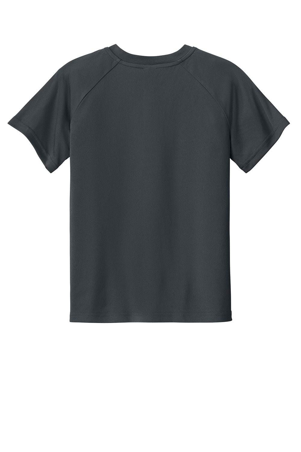 Sport-Tek YST359 Youth PosiCharge Competitor 2-Button Short Sleeve Henley Iron Grey Flat Back