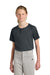 Sport-Tek YST359 Youth PosiCharge Competitor 2-Button Short Sleeve Henley Iron Grey Model Front