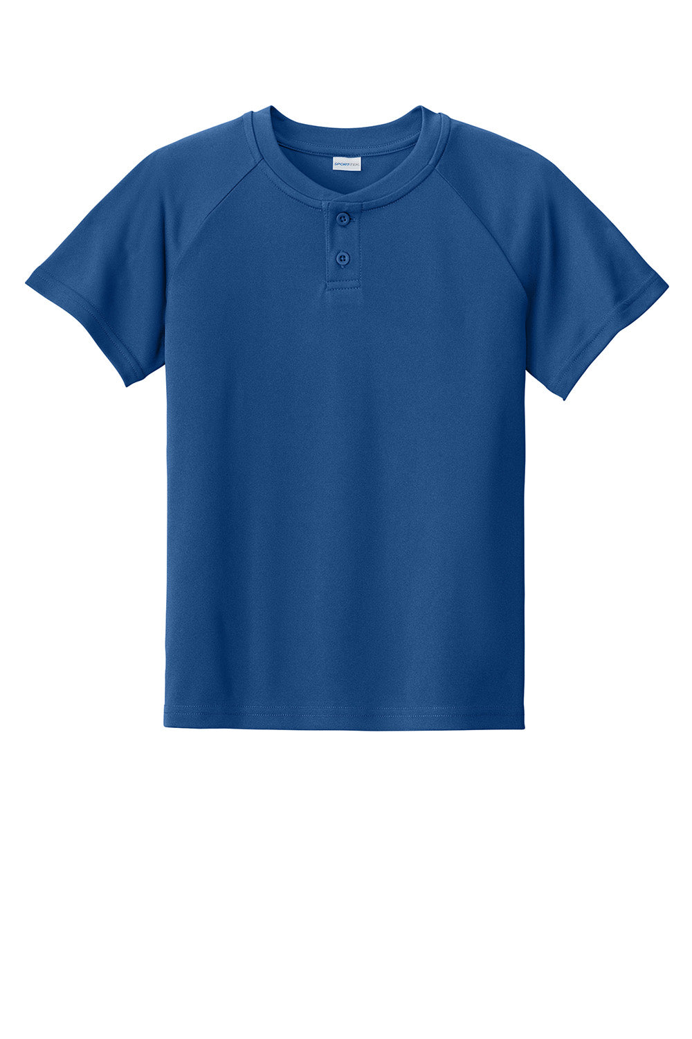 Sport-Tek YST359 Youth PosiCharge Competitor 2-Button Short Sleeve Henley True Royal Blue Flat Front