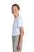 Sport-Tek YST359 Youth PosiCharge Competitor 2-Button Short Sleeve Henley White Model Side