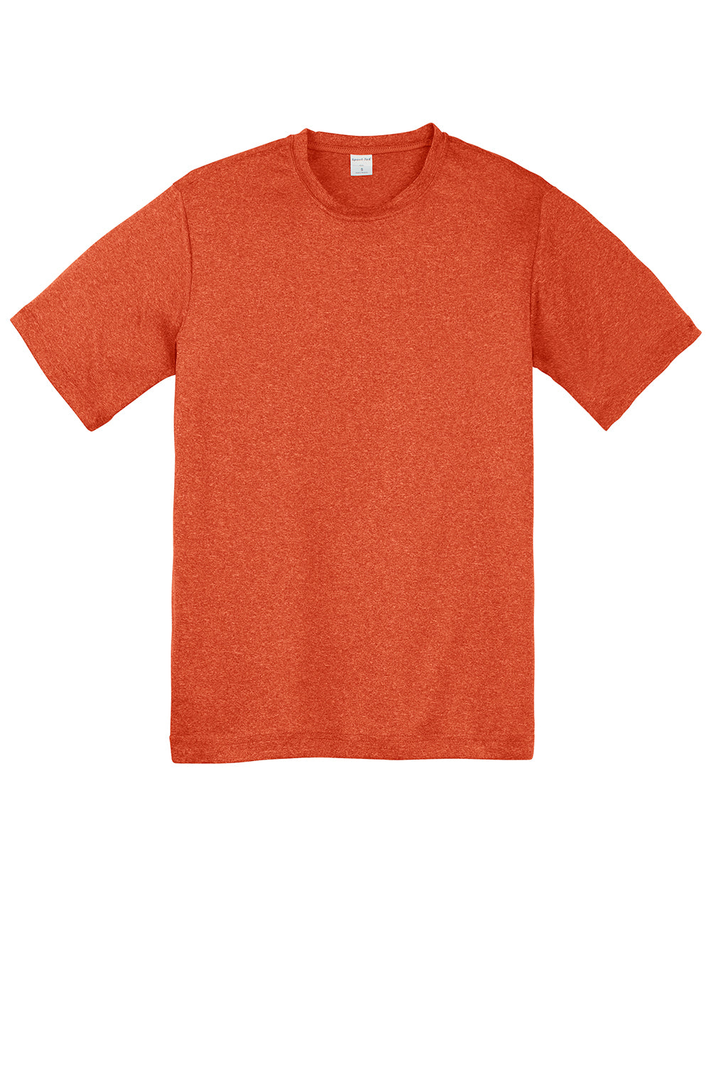 Sport-Tek YST360 Youth Contender Heather Moisture Wicking Short Sleeve Crewneck T-Shirt Heather Deep Orange Flat Front