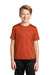 Sport-Tek YST360 Youth Contender Heather Moisture Wicking Short Sleeve Crewneck T-Shirt Heather Deep Orange Model Front