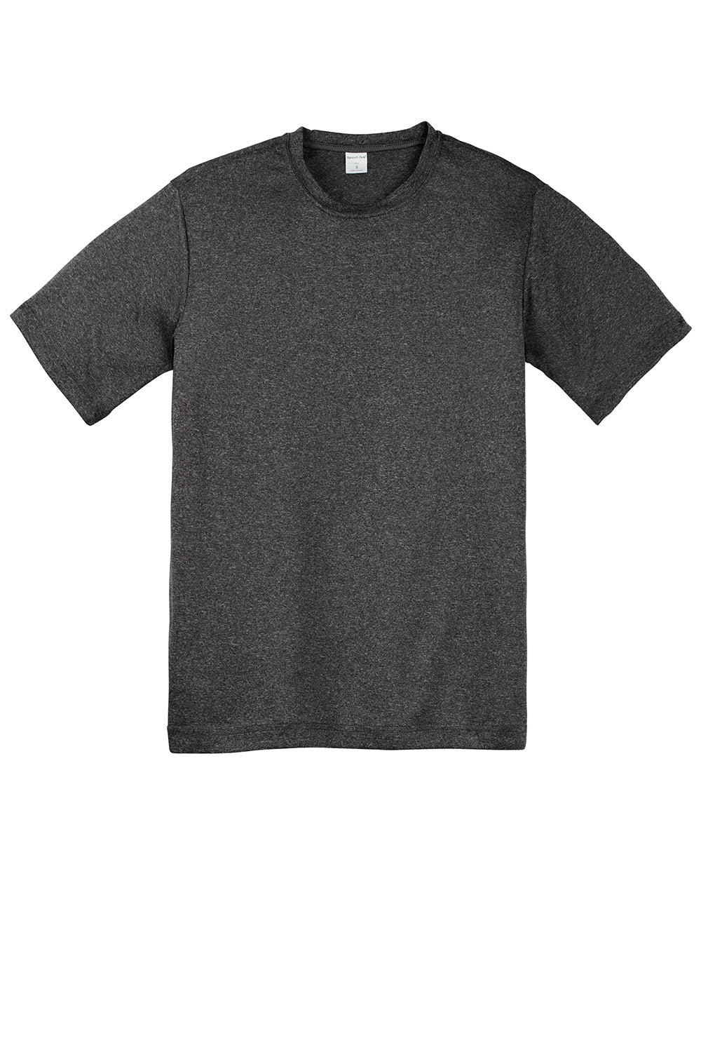 Sport-Tek YST360 Youth Contender Heather Moisture Wicking Short Sleeve Crewneck T-Shirt Heather Graphite Grey Flat Front