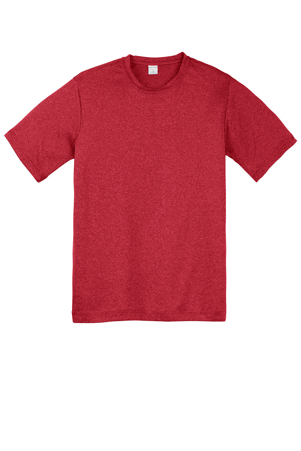 Sport-Tek YST360 Youth Contender Heather Moisture Wicking Short Sleeve Crewneck T-Shirt Heather Scarlet Red Flat Front