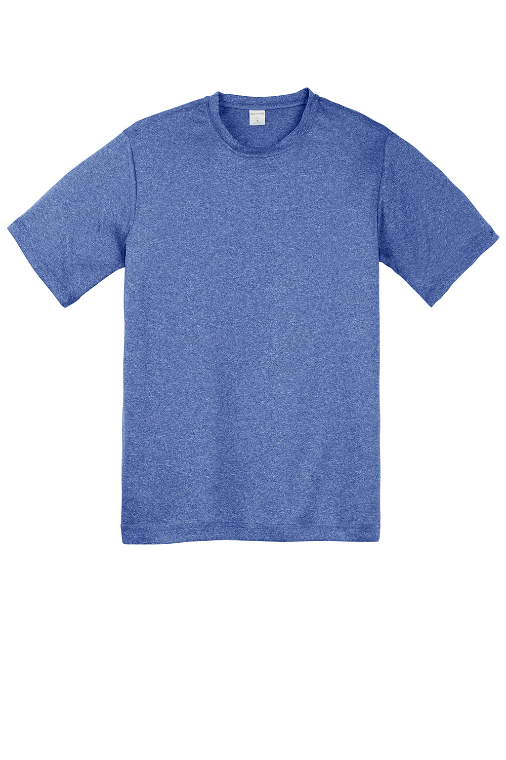 Sport-Tek YST360 Youth Contender Heather Moisture Wicking Short Sleeve Crewneck T-Shirt Heather True Royal Blue Flat Front