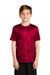 Sport-Tek YST370 Youth CamoHex Moisture Wicking Short Sleeve Crewneck T-Shirt Deep Red Model Front