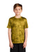 Sport-Tek YST370 Youth CamoHex Moisture Wicking Short Sleeve Crewneck T-Shirt Gold Model Front